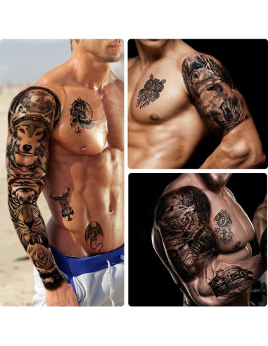 Tatuaje Temporal de Brazo Completo Metuu 58x18cm Impermeable