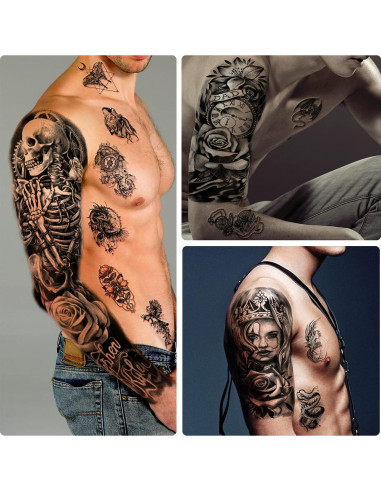 Tatuaje Temporal de Brazo Completo Metuu 58x18cm Impermeable