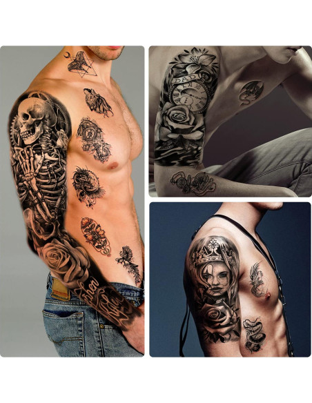 Tatuaje Temporal de Brazo Completo Metuu 58x18cm Impermeable