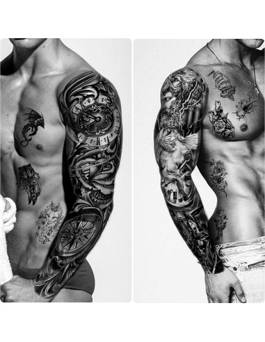 Tatuaje Temporal de Brazo Completo Metuu 58x18cm Impermeable