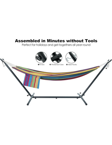 Hamaca Doble con Soporte Gafete Rojo Clásico 272kg