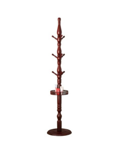 Perchero de Madera Abeto SUOHUI 9 Ganchos Rojo Oscuro 180 cm 2