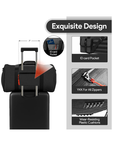 Bolsa Duffle Impermeable HOMQUIET 45L 2 en 1 con Compartimento para Zapatos