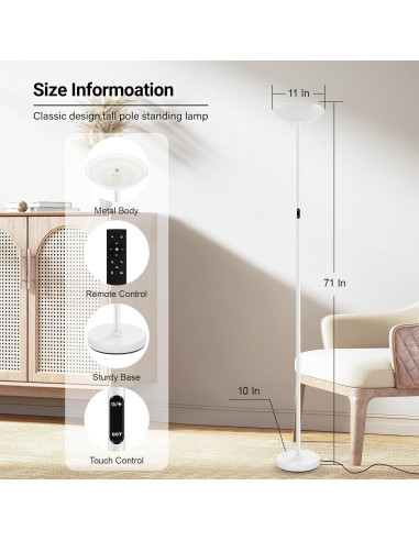 Lámpara de Pie LED BoostArea 30W Regulable con Control Remoto