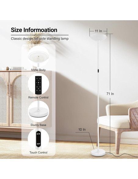 Lámpara de Pie LED BoostArea 30W Regulable con Control Remoto