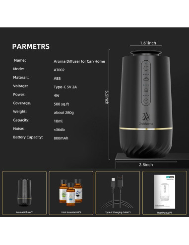 Difusor de Aceite Esencial Sin Agua 2ndAroma Negro 10ml