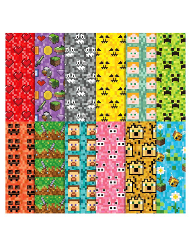 24 Hojas de Papel de Scrapbook Pixel SJJCHU 30x30 cm