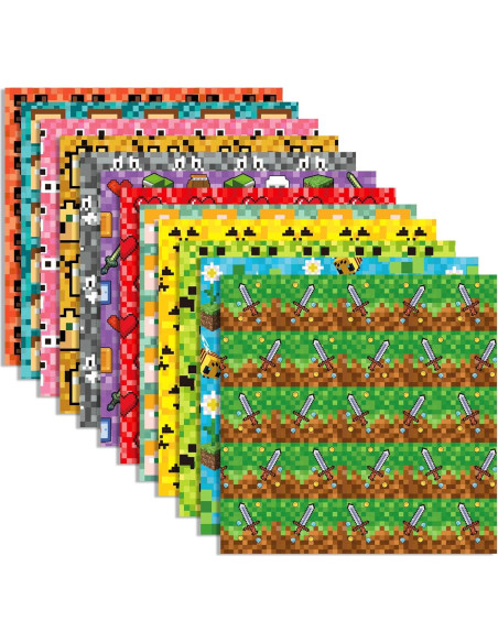 24 Hojas de Papel de Scrapbook Pixel SJJCHU 30x30 cm