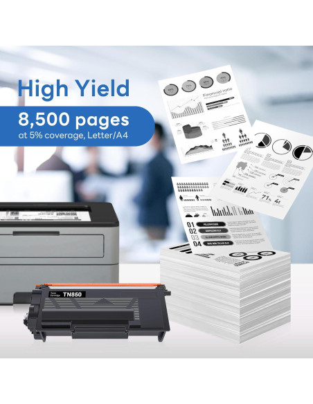 Tóner Compatible TN-850 Alto Rendimiento 2 Paquetes Brother