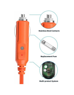 Cable de Carga de Batería de Coche Tonton 12V 2m 14AWG con Fusible 2