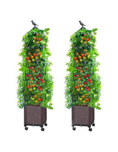 Caja de Jardín Elevada Sunnyglade 2 Pcs con Enrejado 160 cm