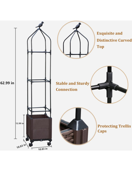 Caja de Jardín Elevada Sunnyglade 2 Pcs con Enrejado 160 cm