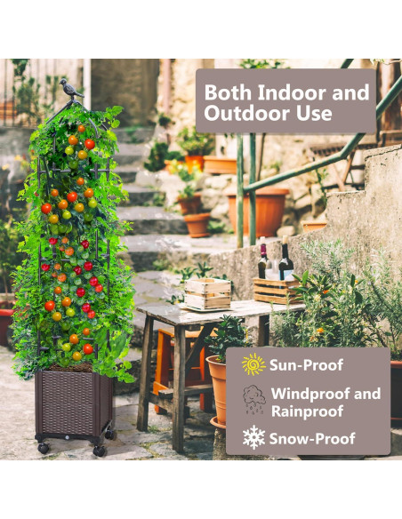 Caja de Jardín Elevada Sunnyglade 2 Pcs con Enrejado 160 cm