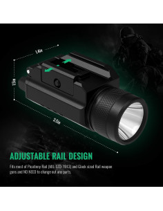 Luz Compacta LED Táctica Gmconn 1200 Lúmenes con Riel 2