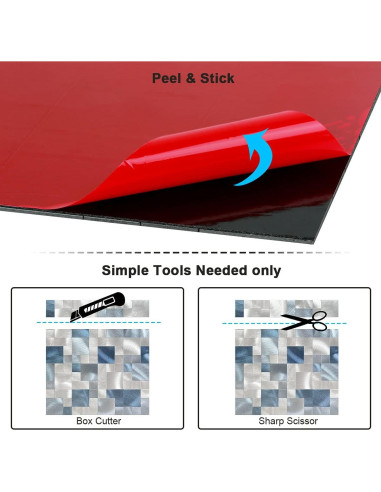 Azulejos Autoadhesivos BeNice 5 Piezas Azul Mosaico Metálico