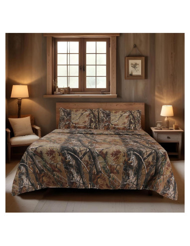 Conjunto de Sábanas de Camo Realtree Polycotton Individual 3 Piezas