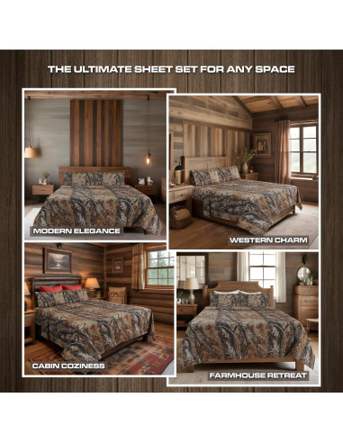 Conjunto de Sábanas de Camo Realtree Polycotton Individual 3 Piezas