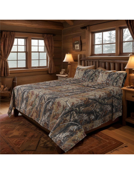 Conjunto de Sábanas de Camo Realtree Polycotton Individual 3 Piezas