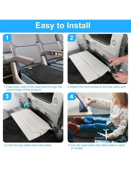 Cama de avión portátil COZYBONDER para niños - Negro