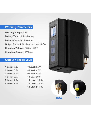 Batería de Tatuaje Inalámbrica Hawink P198-RCA 2400mAh 3.7V