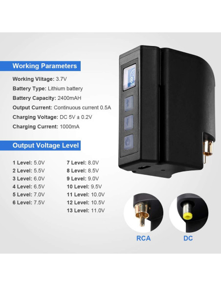 Batería de Tatuaje Inalámbrica Hawink P198-RCA 2400mAh 3.7V