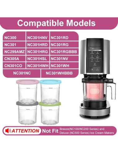 Recipientes Ninja Creami 4 Pints 16oz Libre BPA Apto Lavavajillas