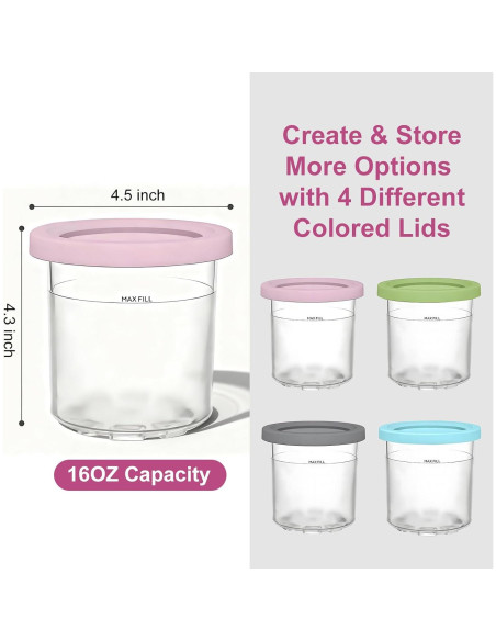 Recipientes Ninja Creami 4 Pints 16oz Libre BPA Apto Lavavajillas