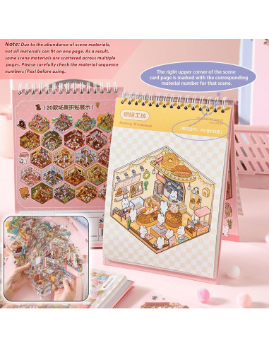 Libro de Pegatinas 3D DIY TIYIMIYUXU - 20 Escenas Creativas