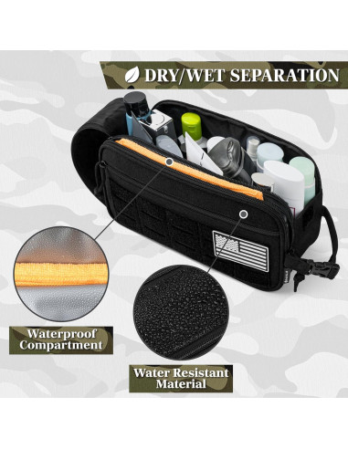 Bolsa de Aseo Táctica PAVILIA Negra 27.9x11.4x15.2 cm