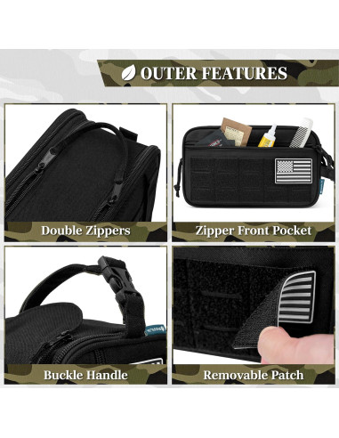 Bolsa de Aseo Táctica PAVILIA Negra 27.9x11.4x15.2 cm