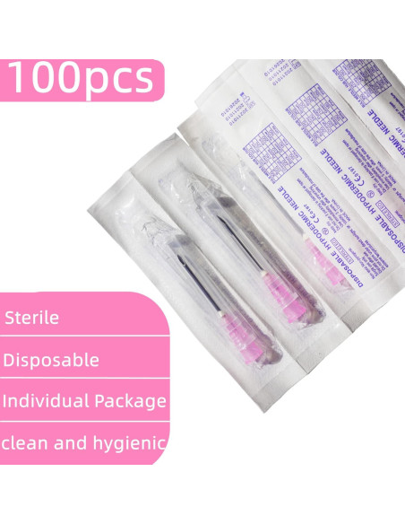 Paquete de 100 agujas de inyección estériles Expesumas 18Ga 2.54cm
