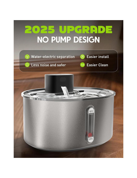 Fuente de Agua para Gatos Nasebila 3.2L Acero Inoxidable Sin Bomba Fuente de Agua para Gatos Nasebila 3.2L Acero Inoxidable Sin Bomba