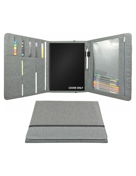 Funda Folio SivaLife A4 Gris con Organizador y Bucle para Bolígrafo