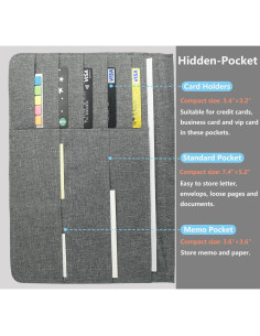 Funda Folio SivaLife A4 Gris con Organizador y Bucle para Bolígrafo 2