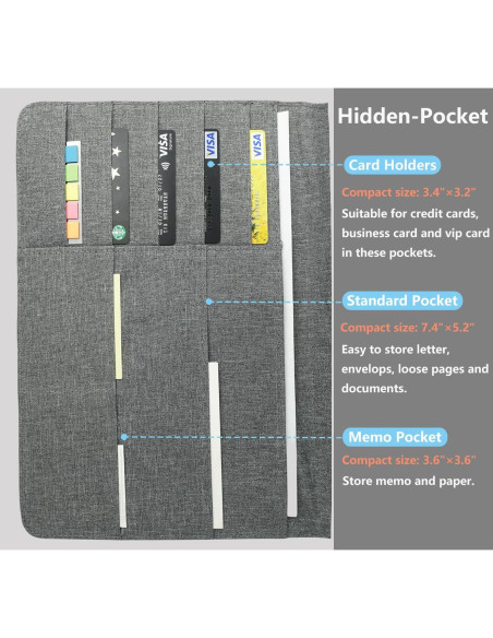 Funda Folio SivaLife A4 Gris con Organizador y Bucle para Bolígrafo