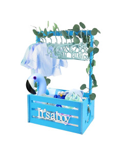 Caja de Madera para Baby Shower Sibosen con Guirnalda y Perchas