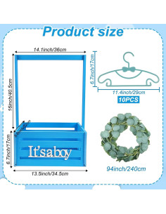 Caja de Madera para Baby Shower Sibosen con Guirnalda y Perchas 2