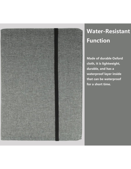 Funda Folio SivaLife A4 Gris con Organizador y Bucle para Bolígrafo