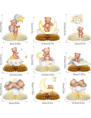 Centros de Mesa de Oso Tarklanda - 9 Piezas para Baby Shower