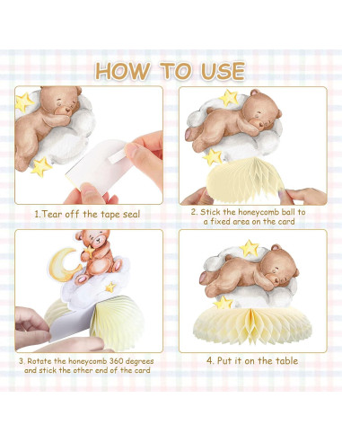 Centros de Mesa de Oso Tarklanda - 9 Piezas para Baby Shower