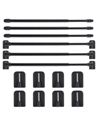 Jetec Varillas de Cortina Ajustables 6 Piezas 40-70 cm Negro