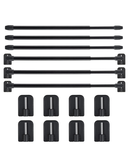 Jetec Varillas de Cortina Ajustables 6 Piezas 40-70 cm Negro