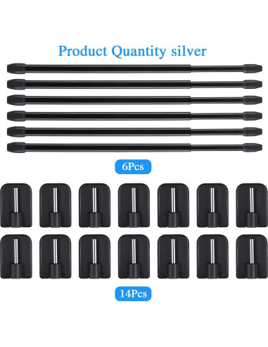 Jetec Varillas de Cortina Ajustables 6 Piezas 40-70 cm Negro