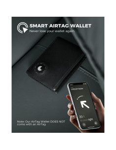 Billetera LORZOR AirTag de Cuero Bifold para Hombres - Negro 2