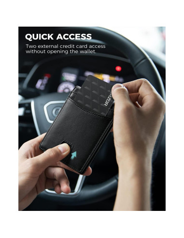 Billetera LORZOR AirTag de Cuero Bifold para Hombres - Negro