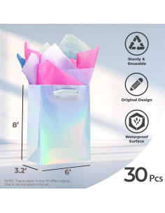 Bolsas de Regalo Iridiscentes UnicoPak 30 Pcs 15.24x8.13x20.32 cm 2