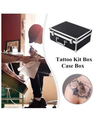 Caja de Maquillaje para Tatuajes Yuelong Negra 32x24x13 cm Doble Cerradura