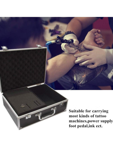 Caja de Maquillaje para Tatuajes Yuelong Negra 32x24x13 cm Doble Cerradura