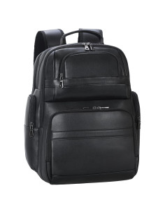Mochila de Cuero TIDING para Laptop 15.6" Negra Gran Capacidad