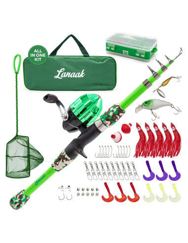 Caña de Pesca Telescópica Lanaak 157.5 cm para Niños